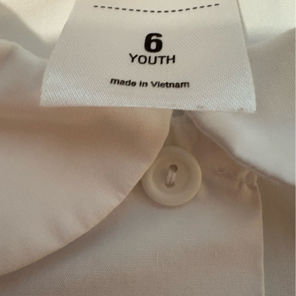 Primrose Schools Classic White Kids Button Up Blouses with Navy Trim - Picture 9 of 11